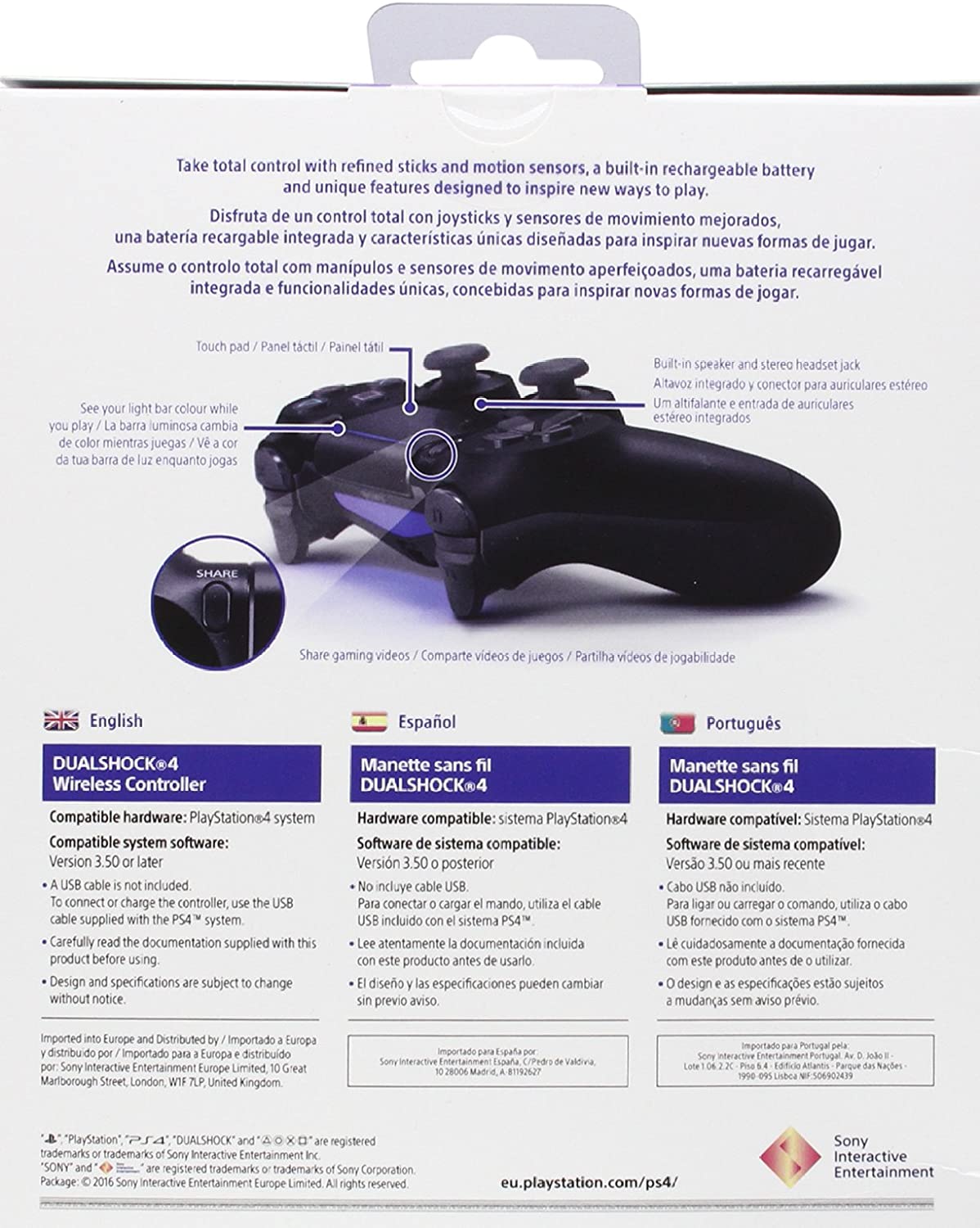 Manette PS4 Wireless Dualshock 4 V2 - Noir